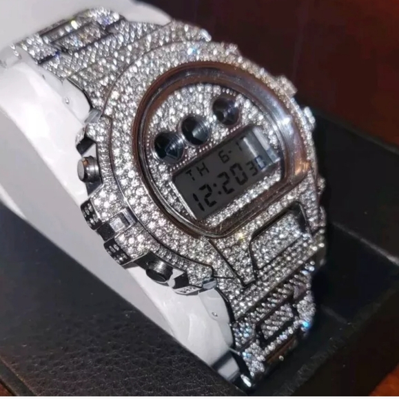 Mens Iced Out Heavy Simulated Diamond CZ Silverplated Water-resistant Watch - Picture 2 of 15